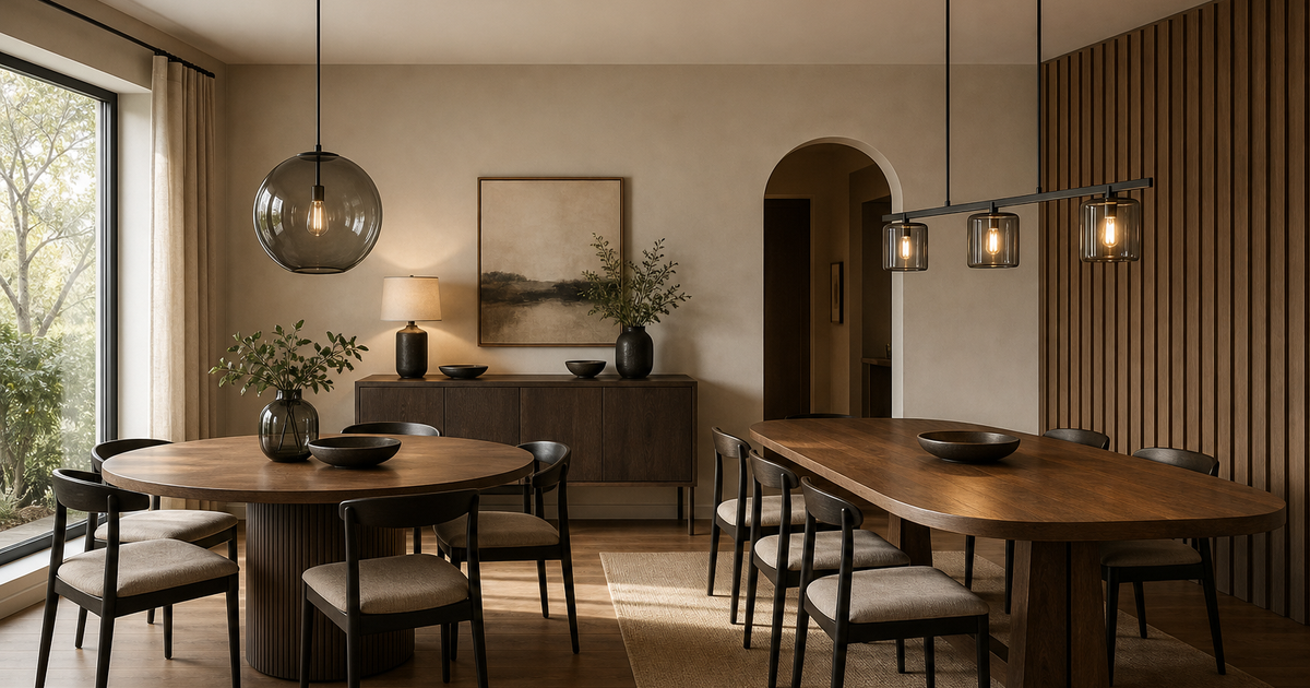 Hanglamp boven een rond, ovaal of rechthoekig eettafel: wat past bij welk vorm