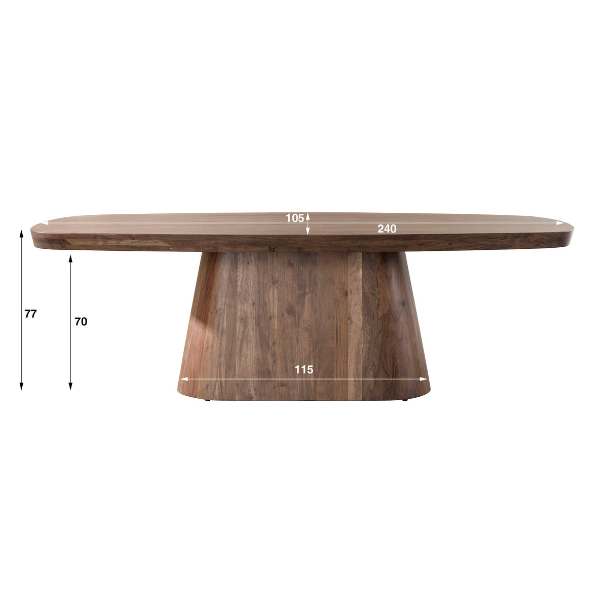 Tavolo da pranzo Verdi ovale danese 240cm / Acacia massello marrone