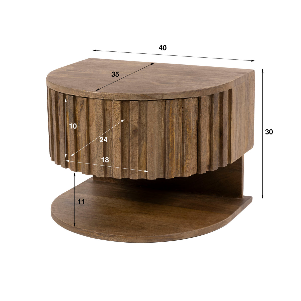 Hängande sängbord Seam shelve med 1 låda / Massiv sandfärgad mango