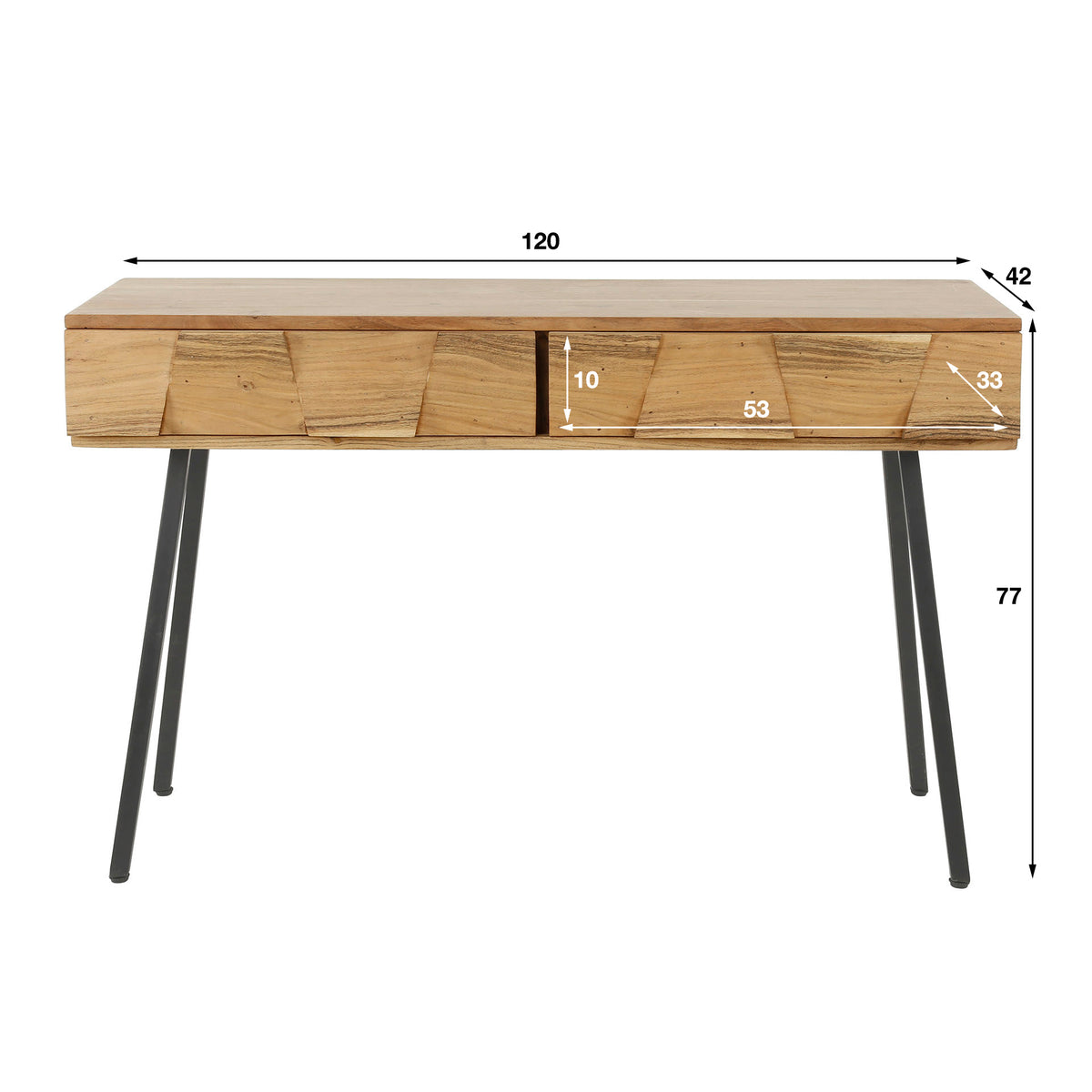 Mesa de recibidor o tocador Current con 2 cajones / Acacia maciza