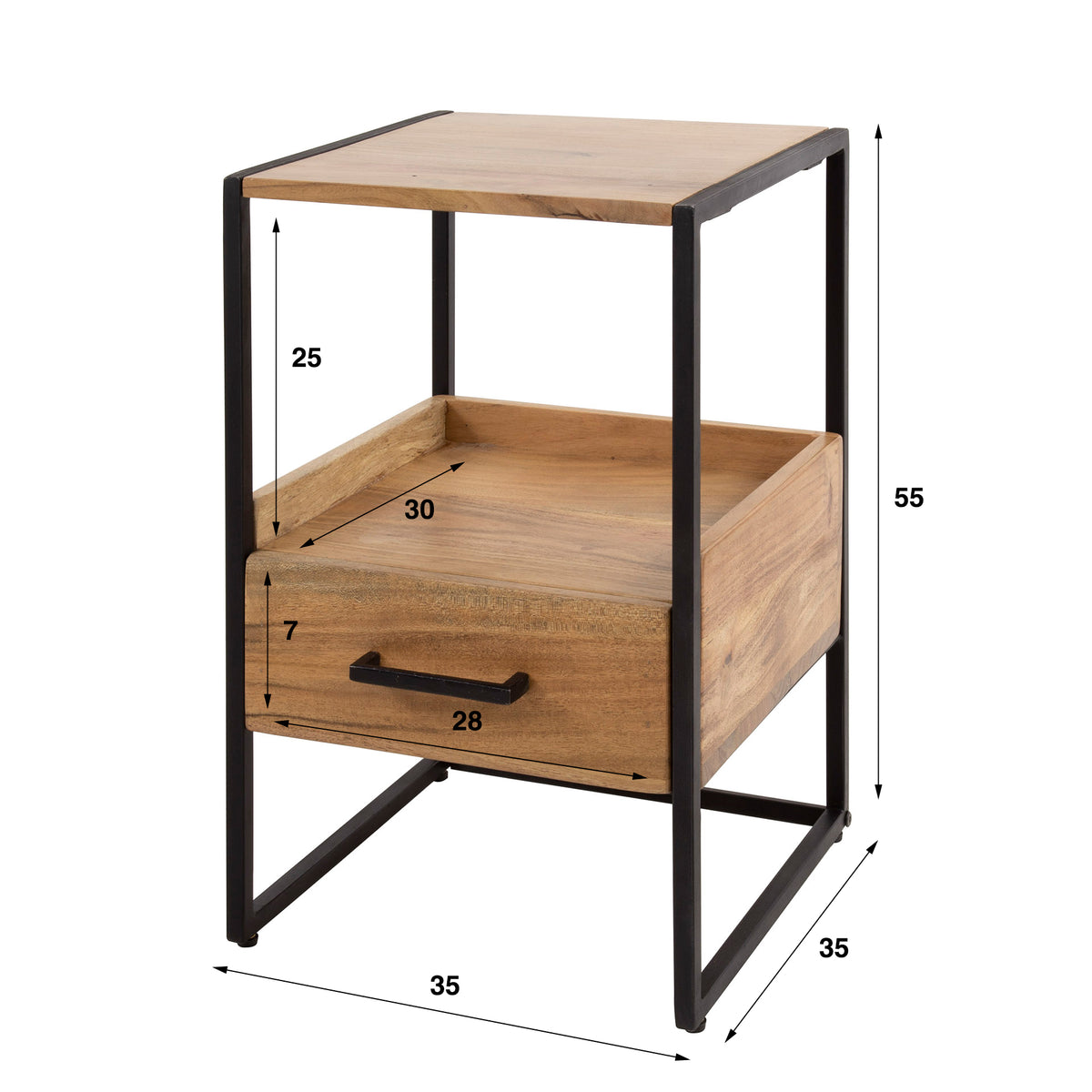 Nachttisch Satin XS 1 Schublade / Massives Akazienholz