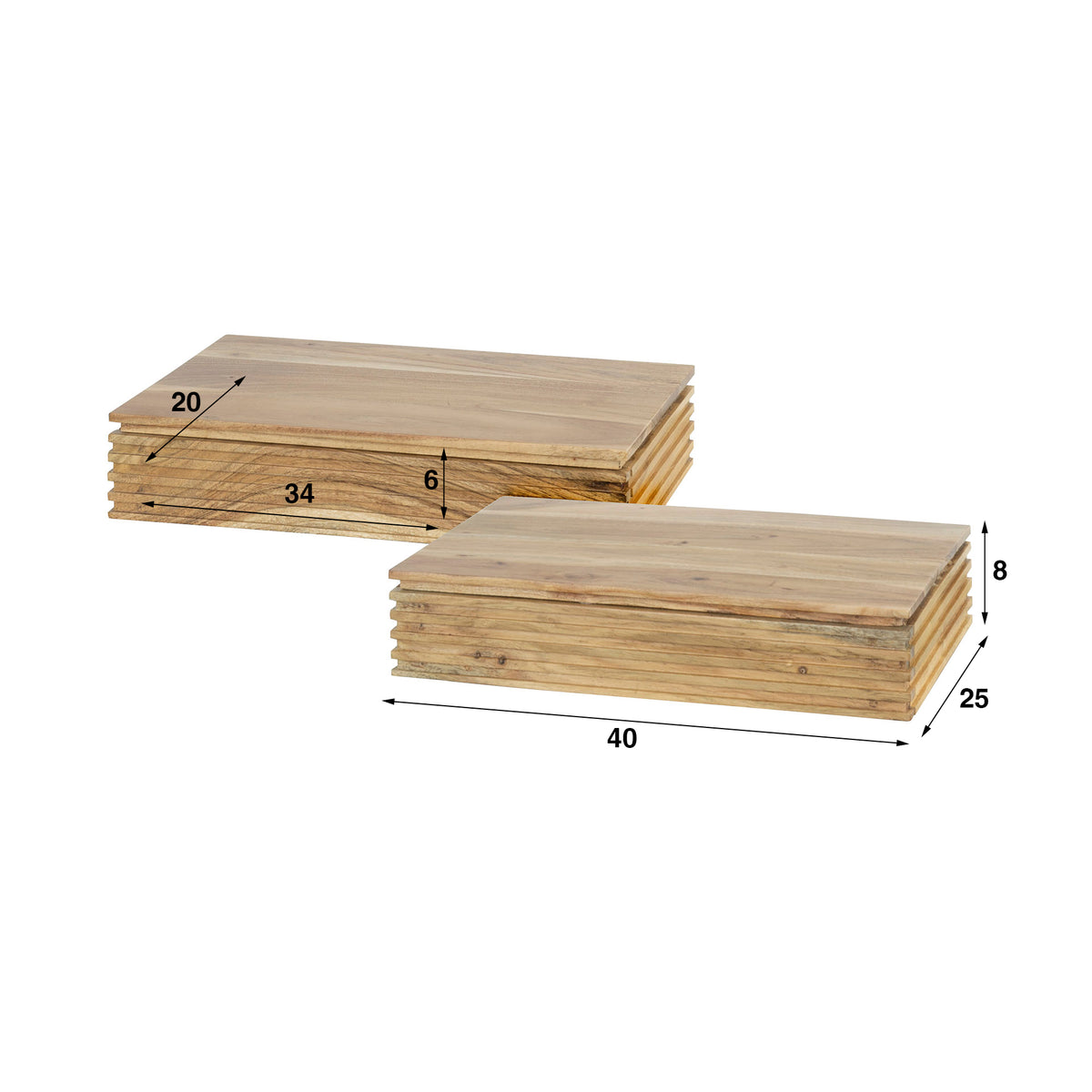 Mesita de noche Tivo L con 1 cajón, juego de 2 / acacia maciza
