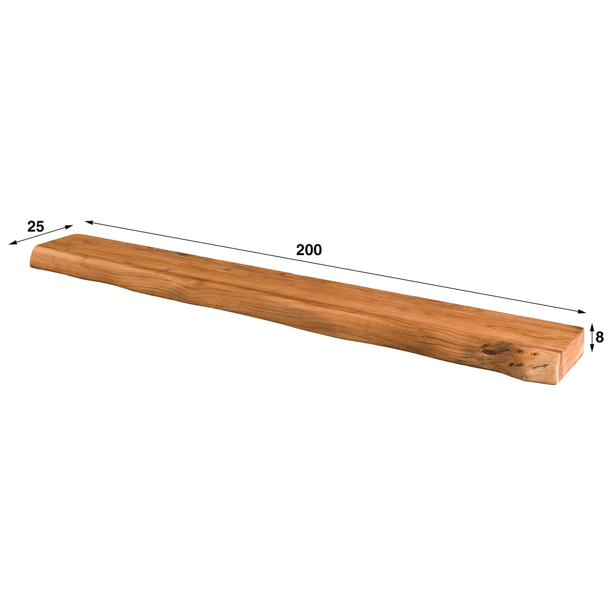 Vägghylla Twigg 200cm / Massiv akacia