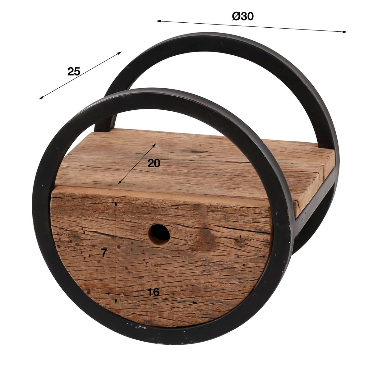 Väggreol Halo med 1 låda Ø30cm / Robust lövträ