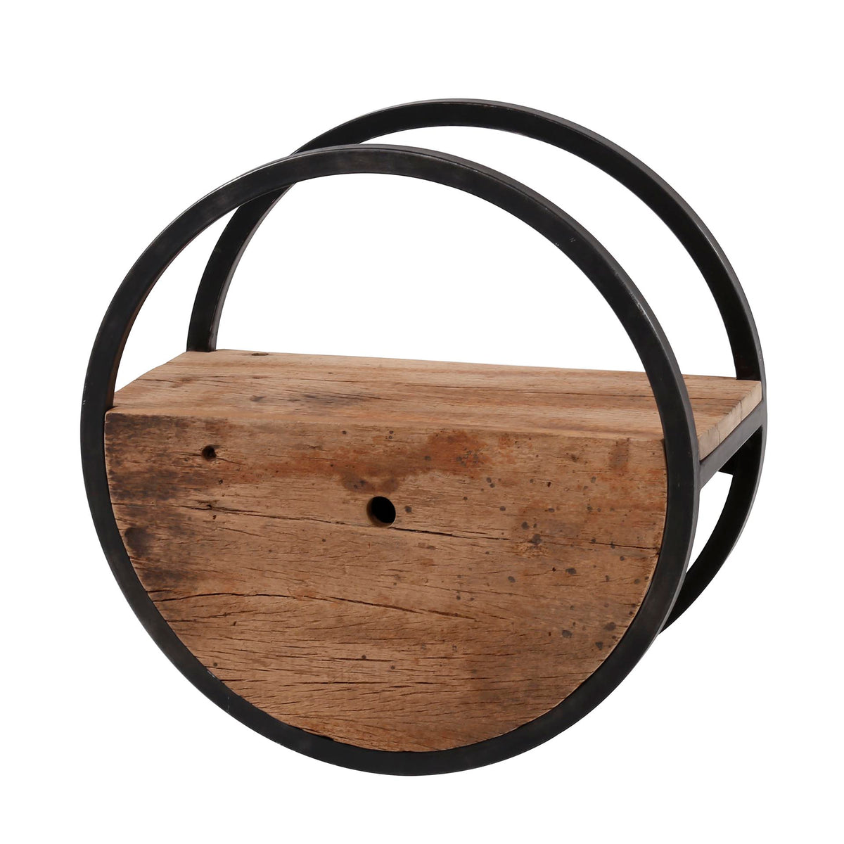 Väggreol Halo med 1 låda Ø50cm / Robust lövträ