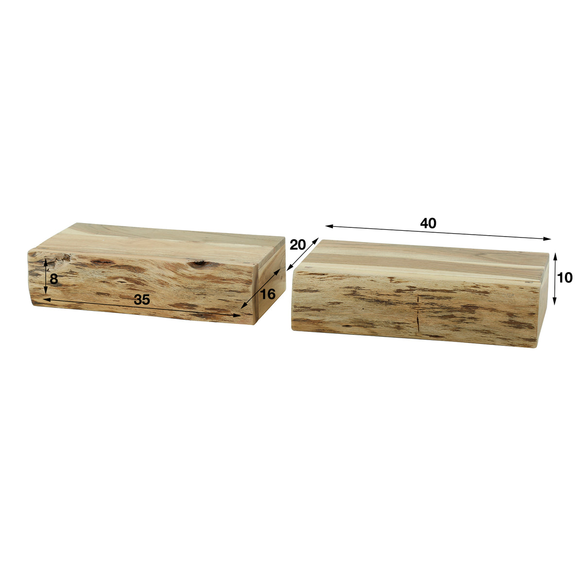 Twigg L bedside tables with 1 drawer, set of 2 / Solid acacia