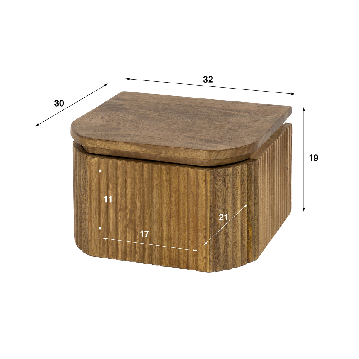 Schwebender Nachttisch Flow XS mit 1 Schublade / Massives Mangoholz Sand