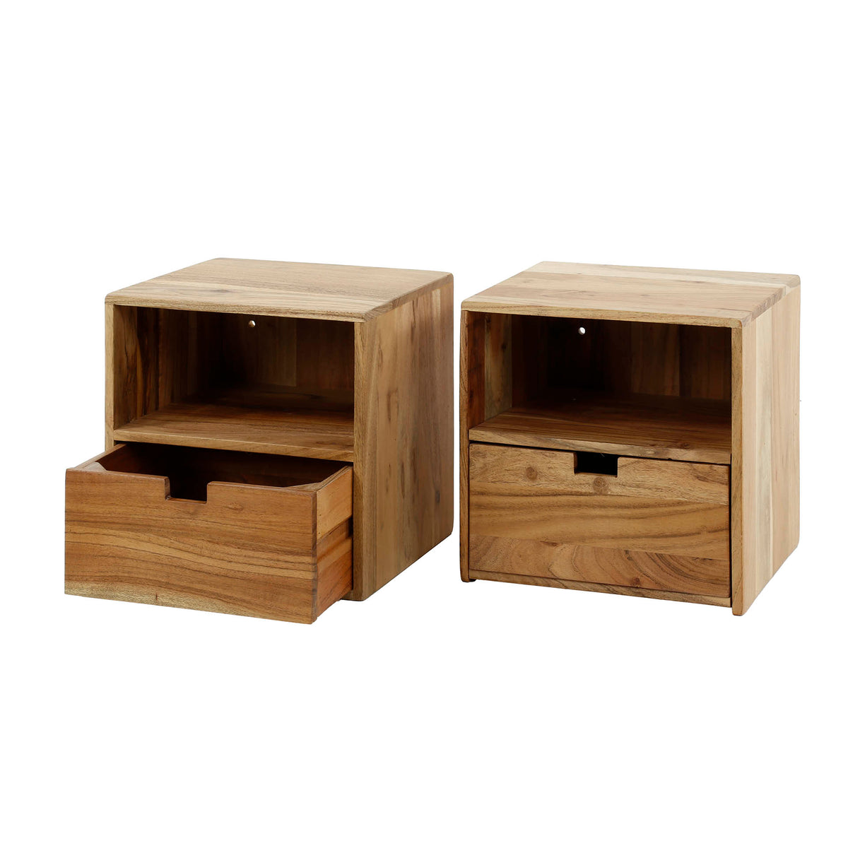 Schwebende Nachttische Slim XS, 2er-Set / Massives Akazienholz