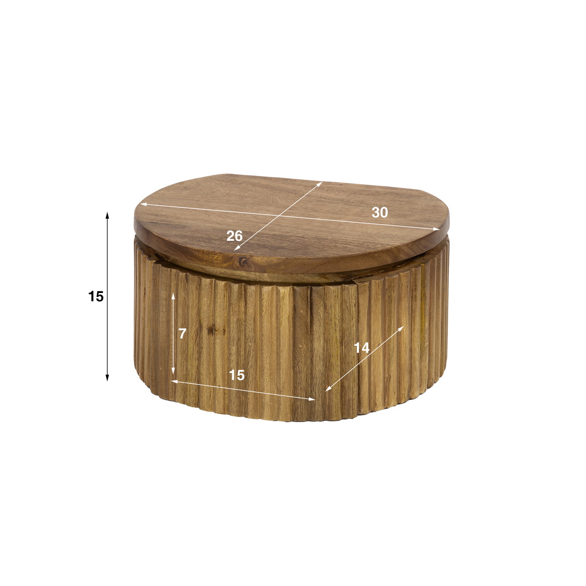 Sängbord Flow XS runt svävande 1 låda / Massivt mangoträ sand