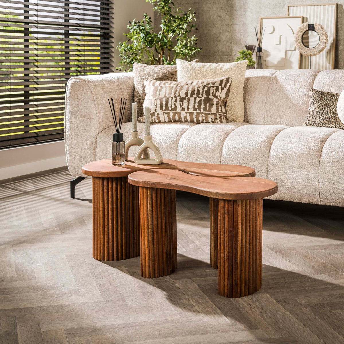 Cape soffbord set med 2 / Massiv akacia