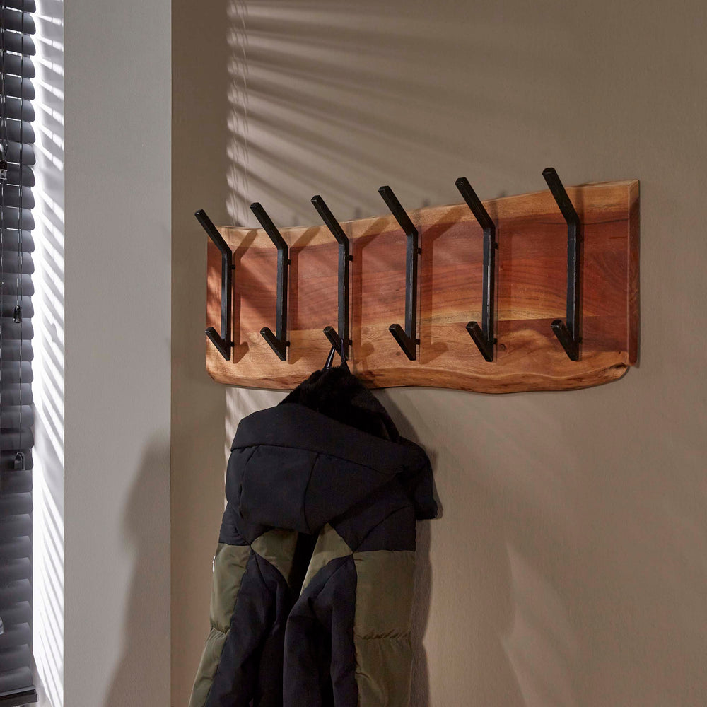 Klädhängare Slate 2x6 krokar / Massiv akacia
