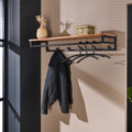 Garderobenständer Porta mit Stange und Hutablage, 6 Haken / Massives Akazienholz