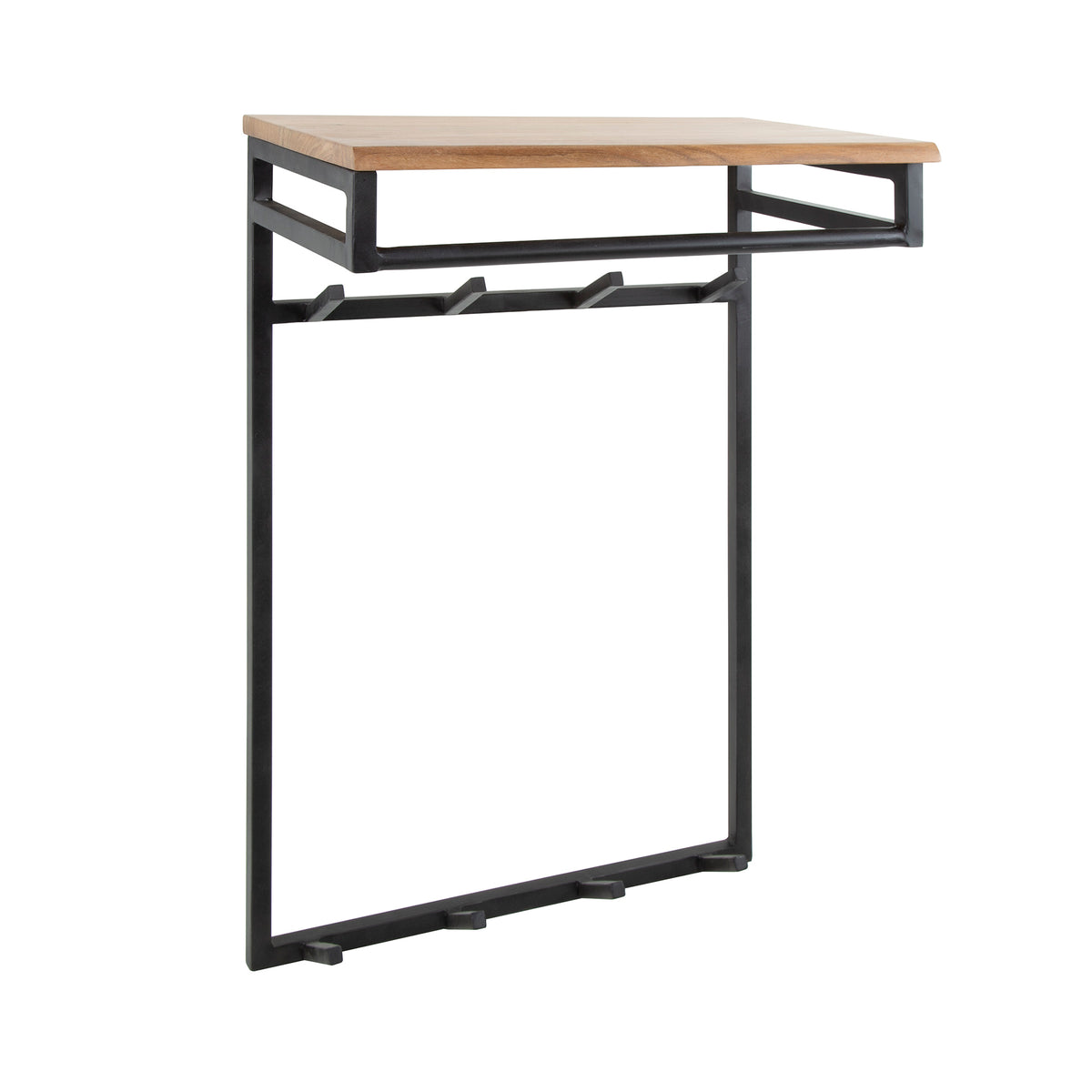 Knagerække Porta høj med stang og hattehylde, 2x4 kroge / Massiv akacie