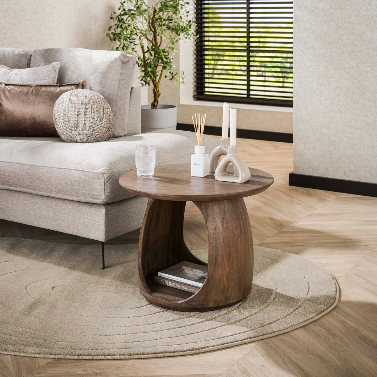 Bijzettafel Horizon Solid M / Massiv acacia glaze brown