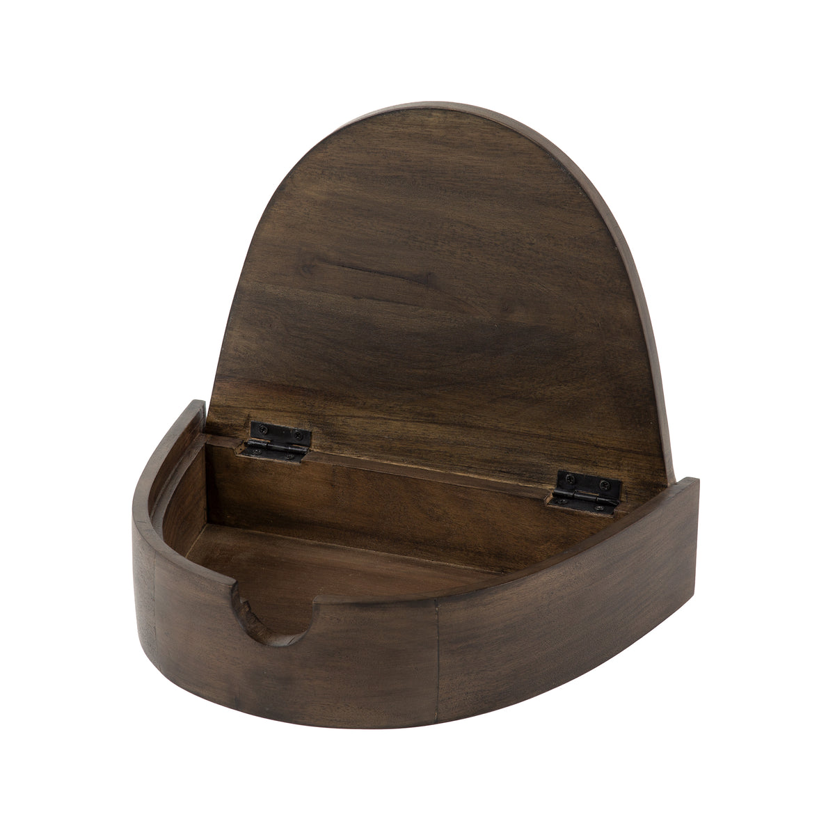 Mesita de noche Curveo flotante, 1 cajón, embalado en juegos de 2 / Acacia maciza glaze brown