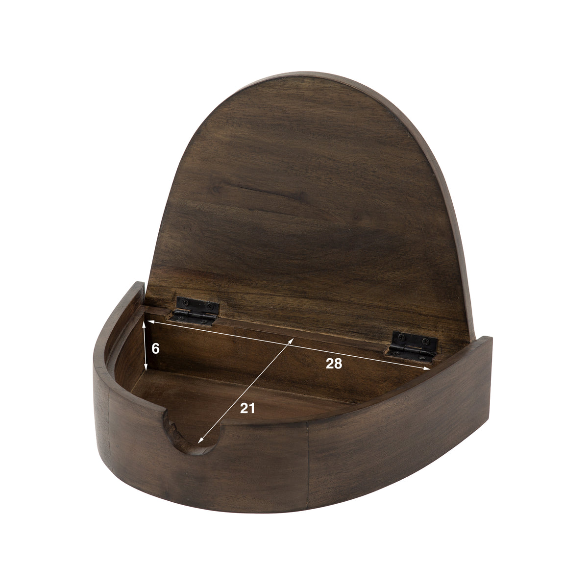 Mesita de noche Curveo flotante, 1 cajón, embalado en juegos de 2 / Acacia maciza glaze brown