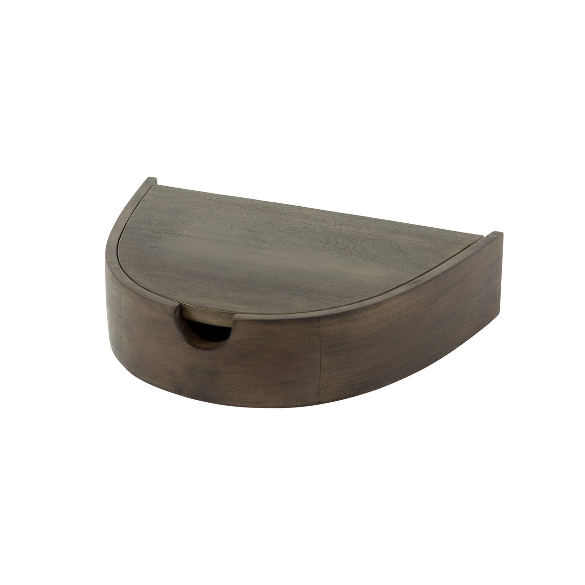 Mesita de noche Curveo flotante, 1 cajón, embalado en juegos de 2 / Acacia maciza glaze brown