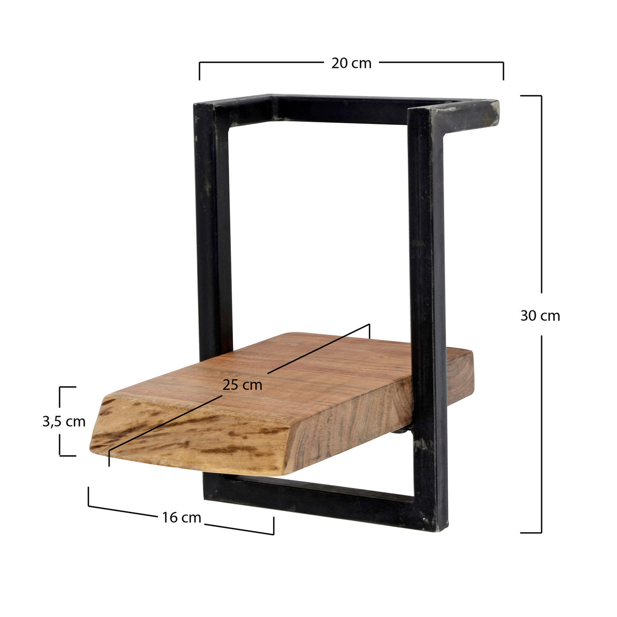 Væghylde Slate Frame 20cm / Massiv akacie