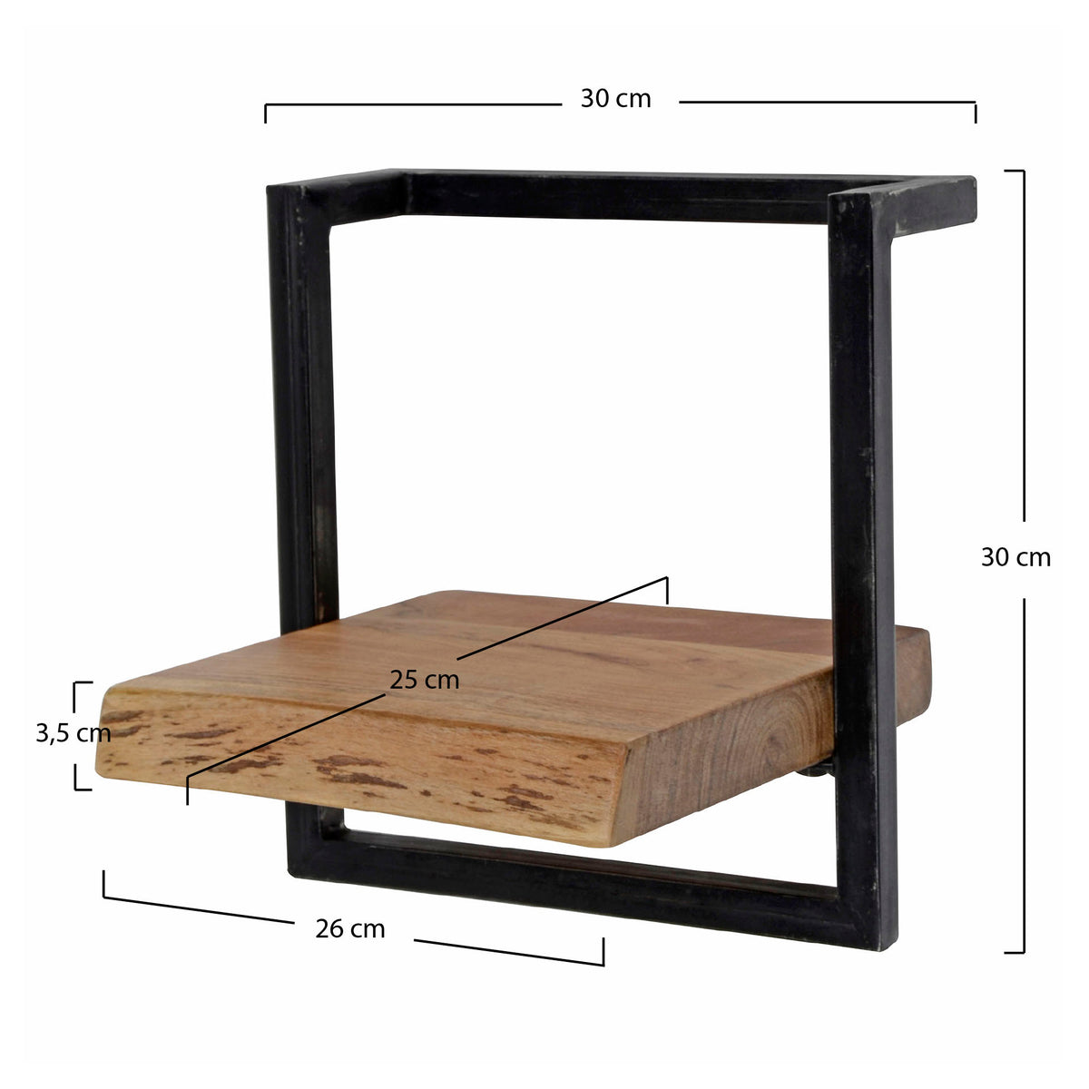 Væghylde Slate Frame 30cm / Massiv akacie
