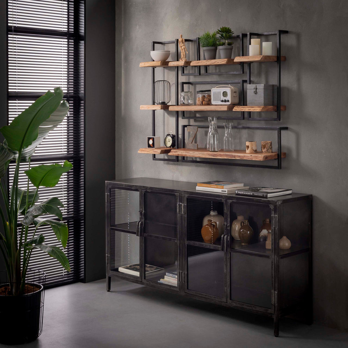 Półka ścienna Slate Frame 30 × 65 cm wysoka / Lite drewno akacjowe