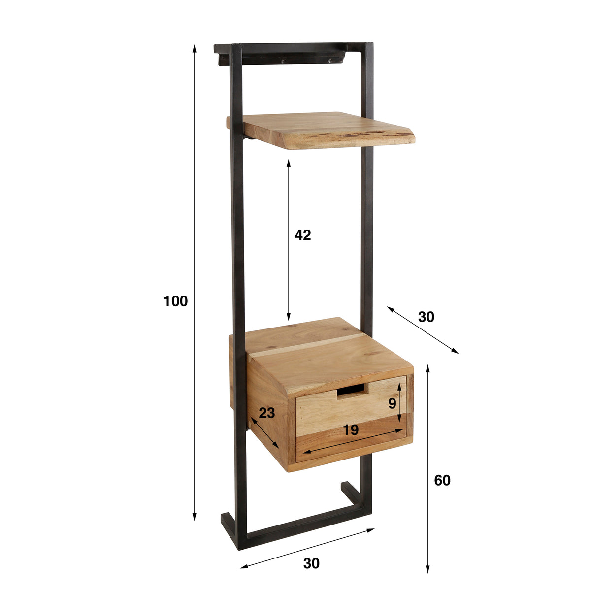 Flow Solid XS bedside table 1 drawer / Solid acacia