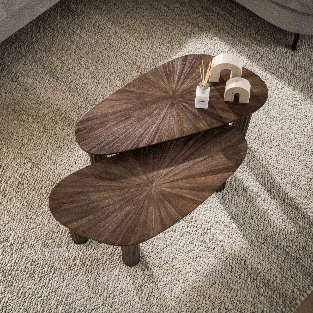 Soffbord Amara Teak organiskt set med 2 / Massiv teak espresso