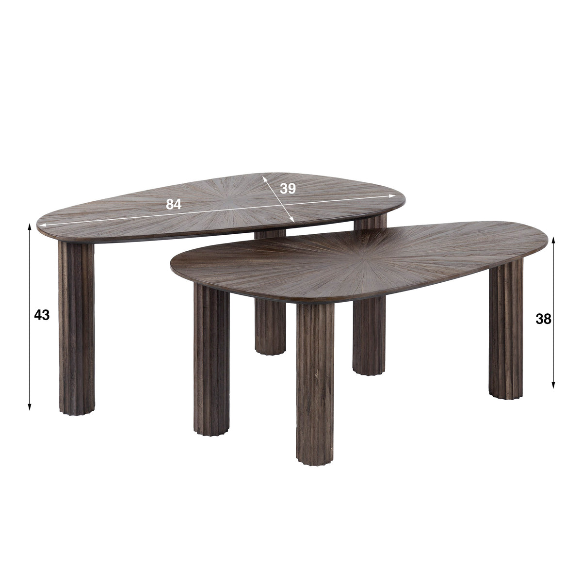 Soffbord Amara Teak organiskt set med 2 / Massiv teak espresso