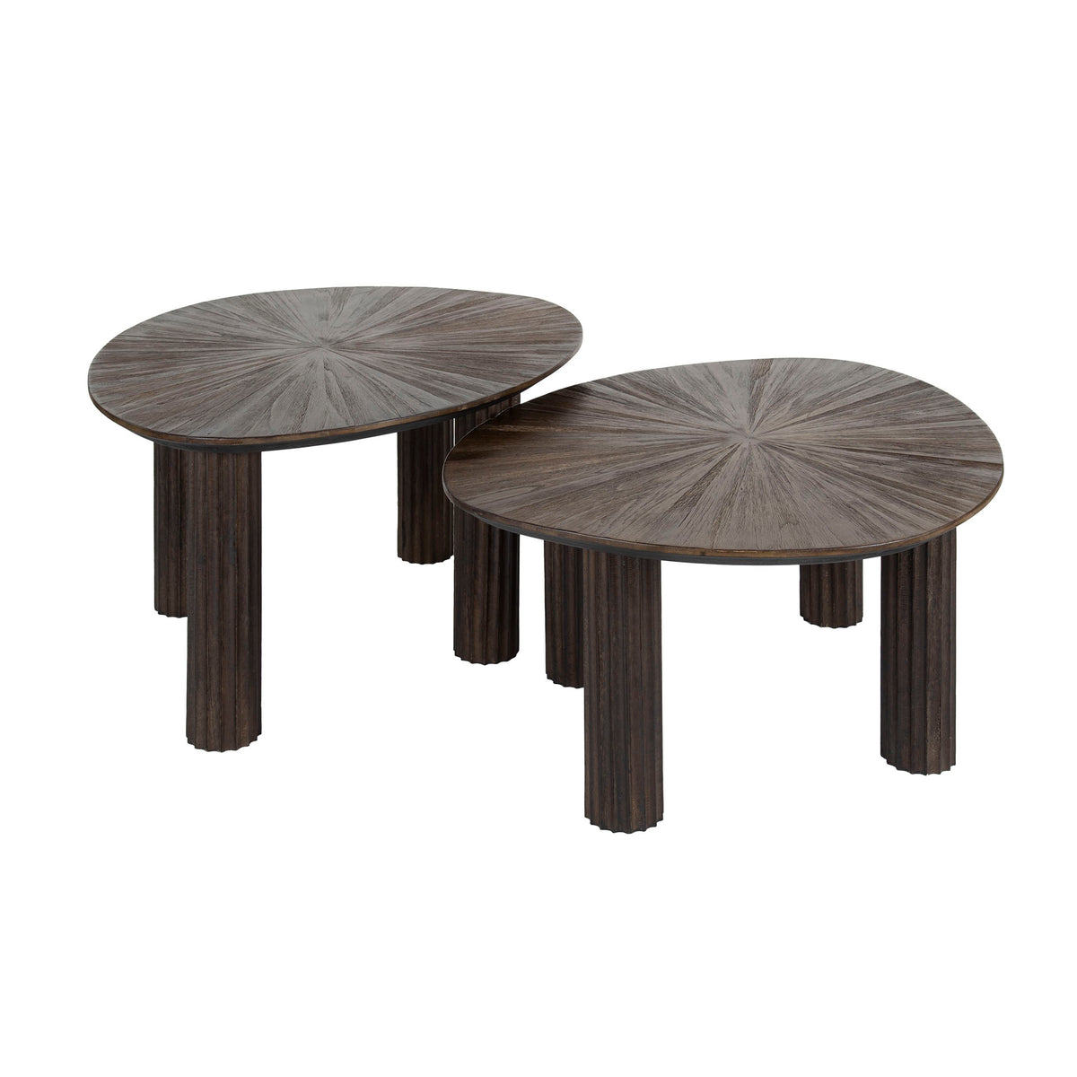 Sohvapöytä Amara Teak, kolmionmuotoinen, 2 kpl:n setti / Massiivitiikki espresso