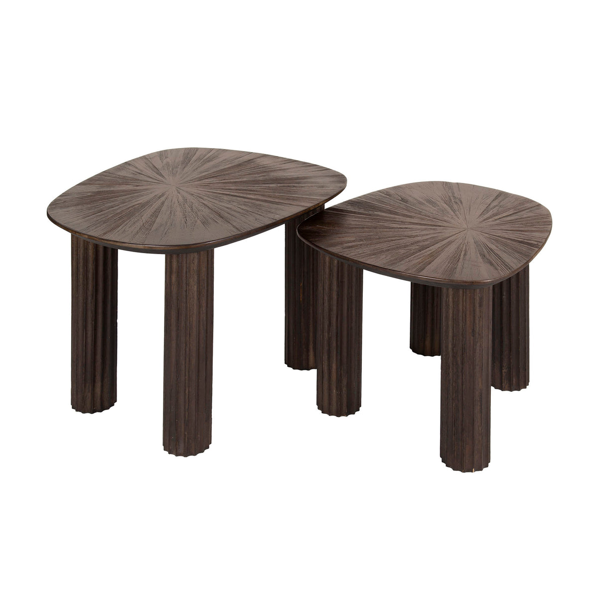 Amara Teak soffbord, fyrkantigt, set med 2 / Massiv teak espresso