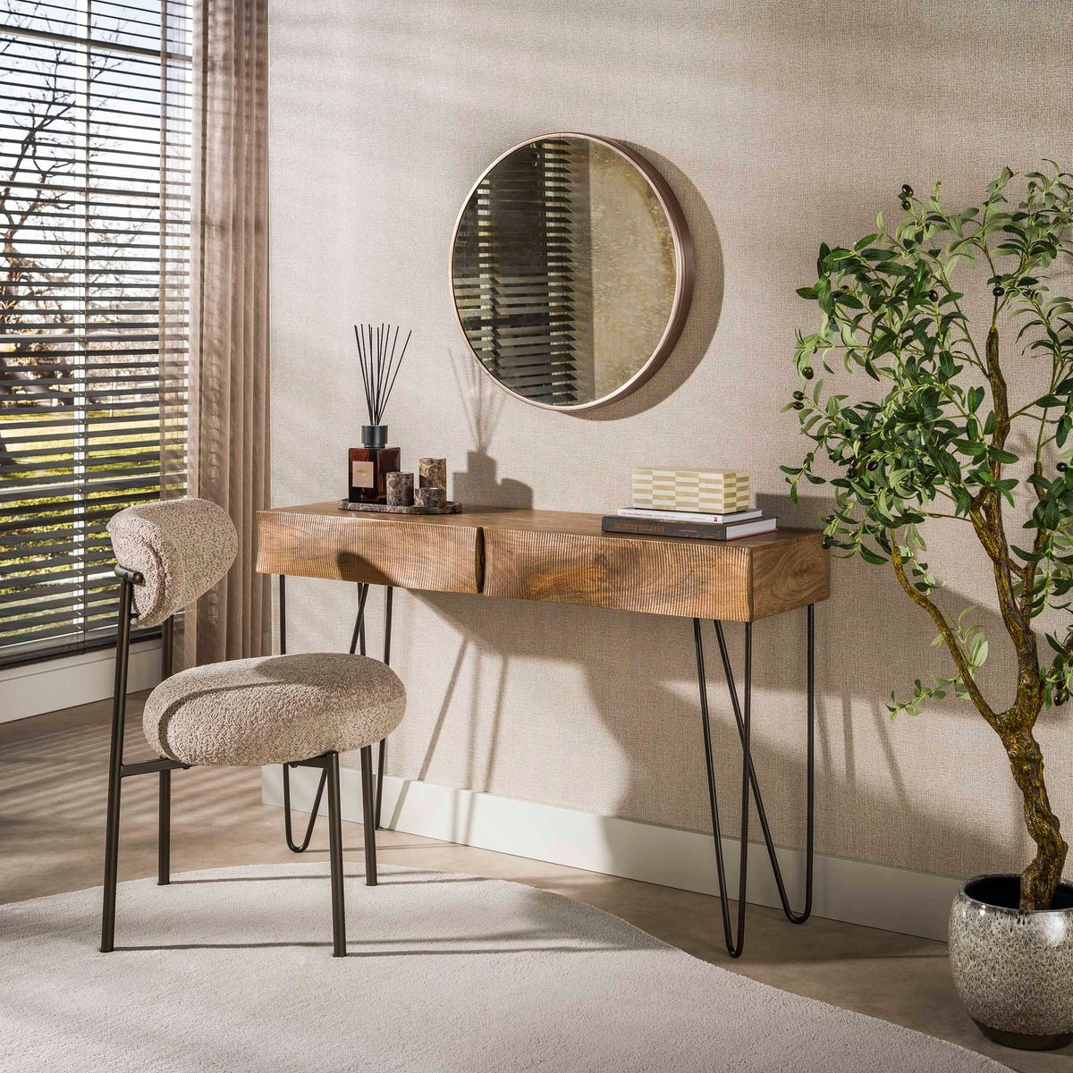 Lagoon hall/console table 2 drawers / Solid mango sand