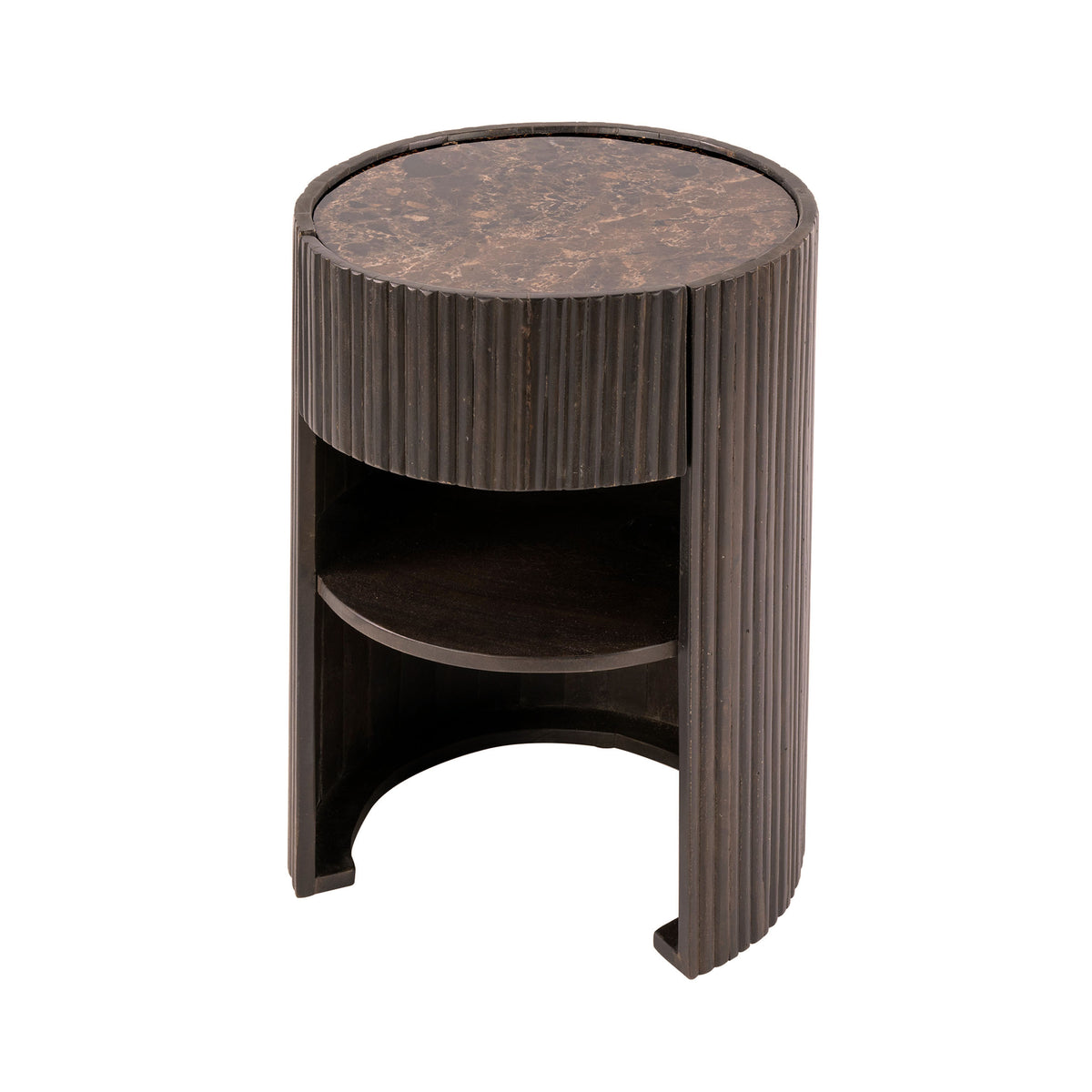 Sengebord Ombra med 1 skuffe / Keramik dark emperador