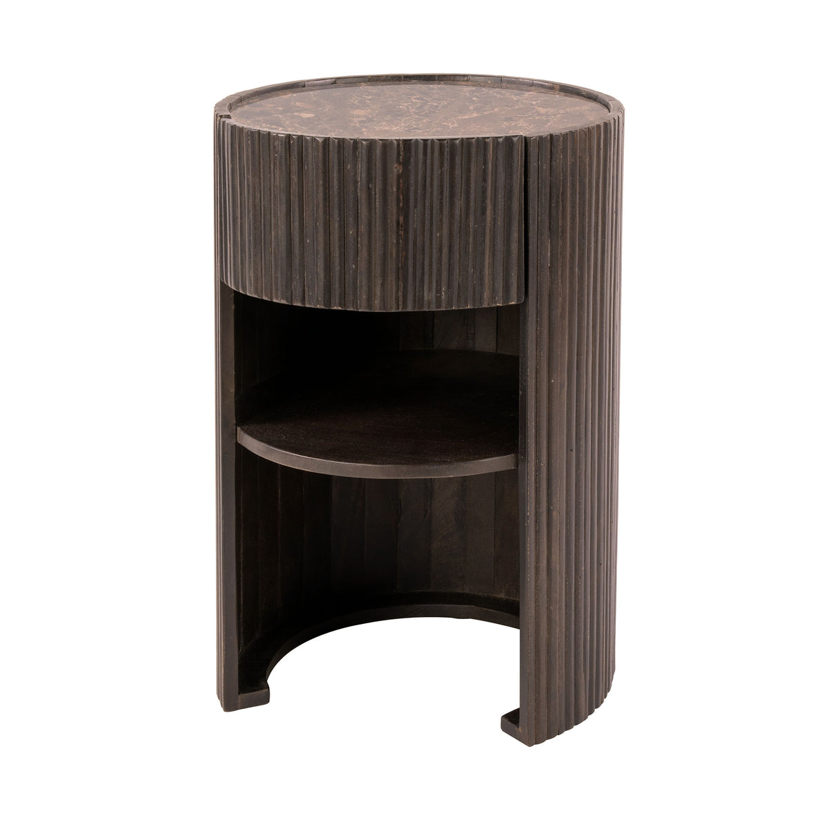 Sengebord Ombra med 1 skuffe / Keramik dark emperador