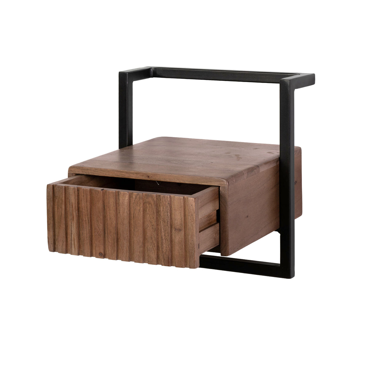 Sängbord Linea Flow XS med 1 låda / Massiv akacia brun