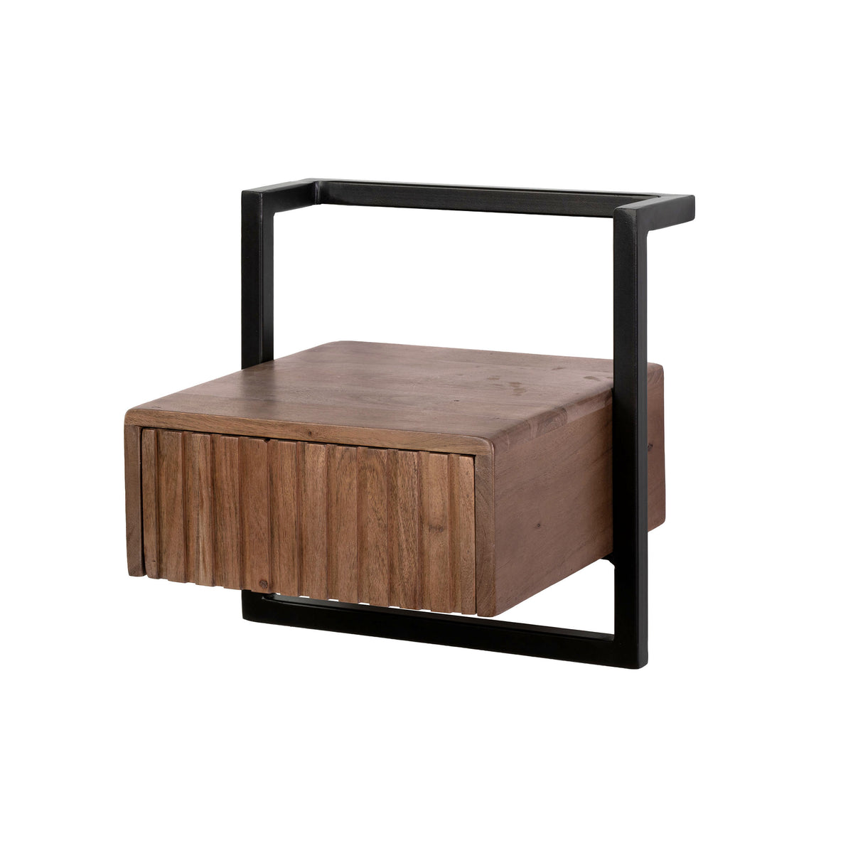 Sängbord Linea Flow XS med 1 låda / Massiv akacia brun