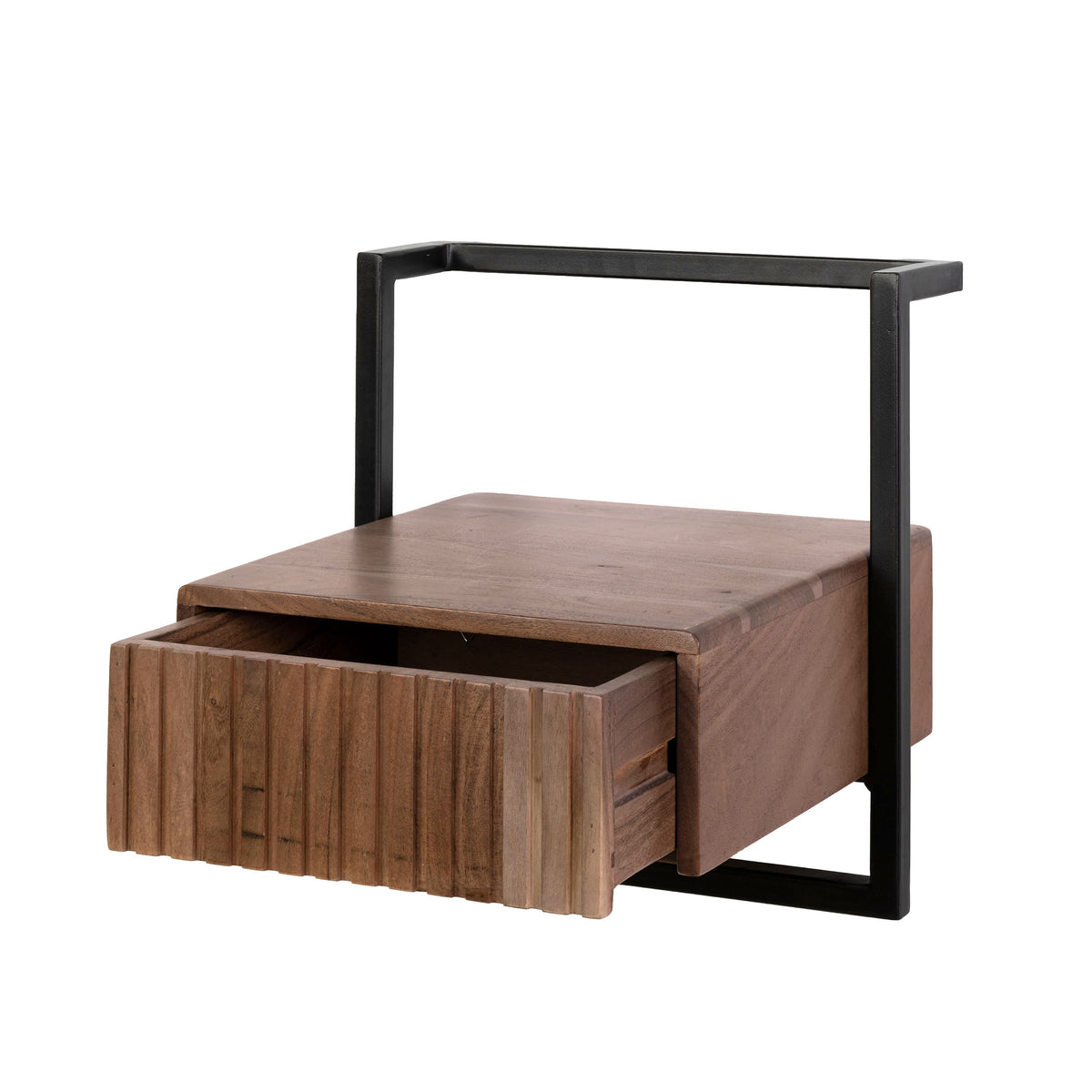 Mesita de noche Linea Flow con 1 cajón / acacia maciza marrón