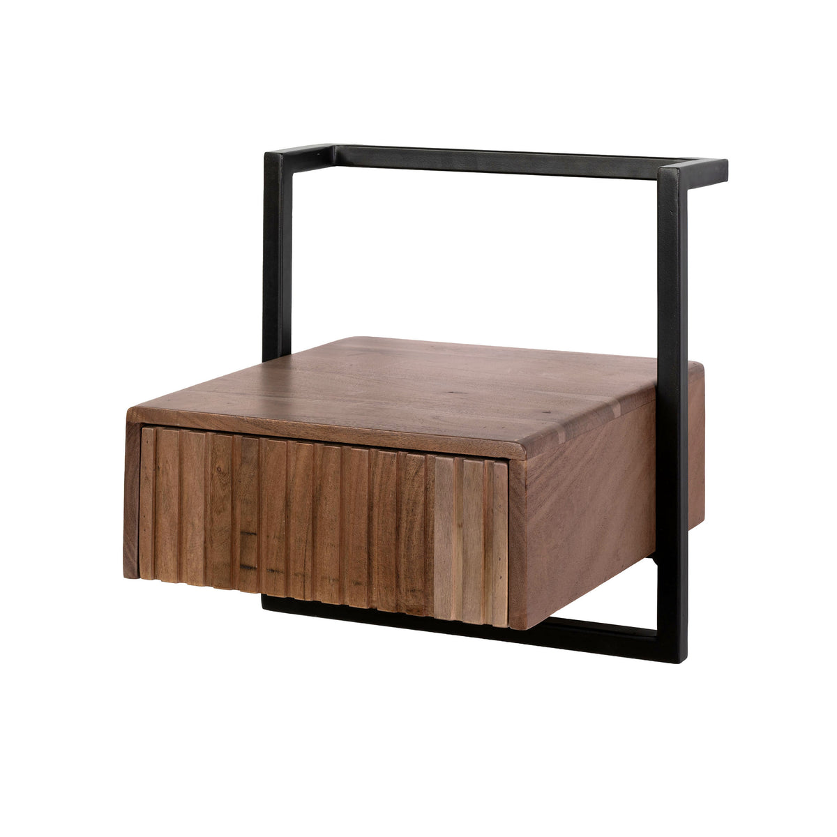 Mesita de noche Linea Flow con 1 cajón / acacia maciza marrón