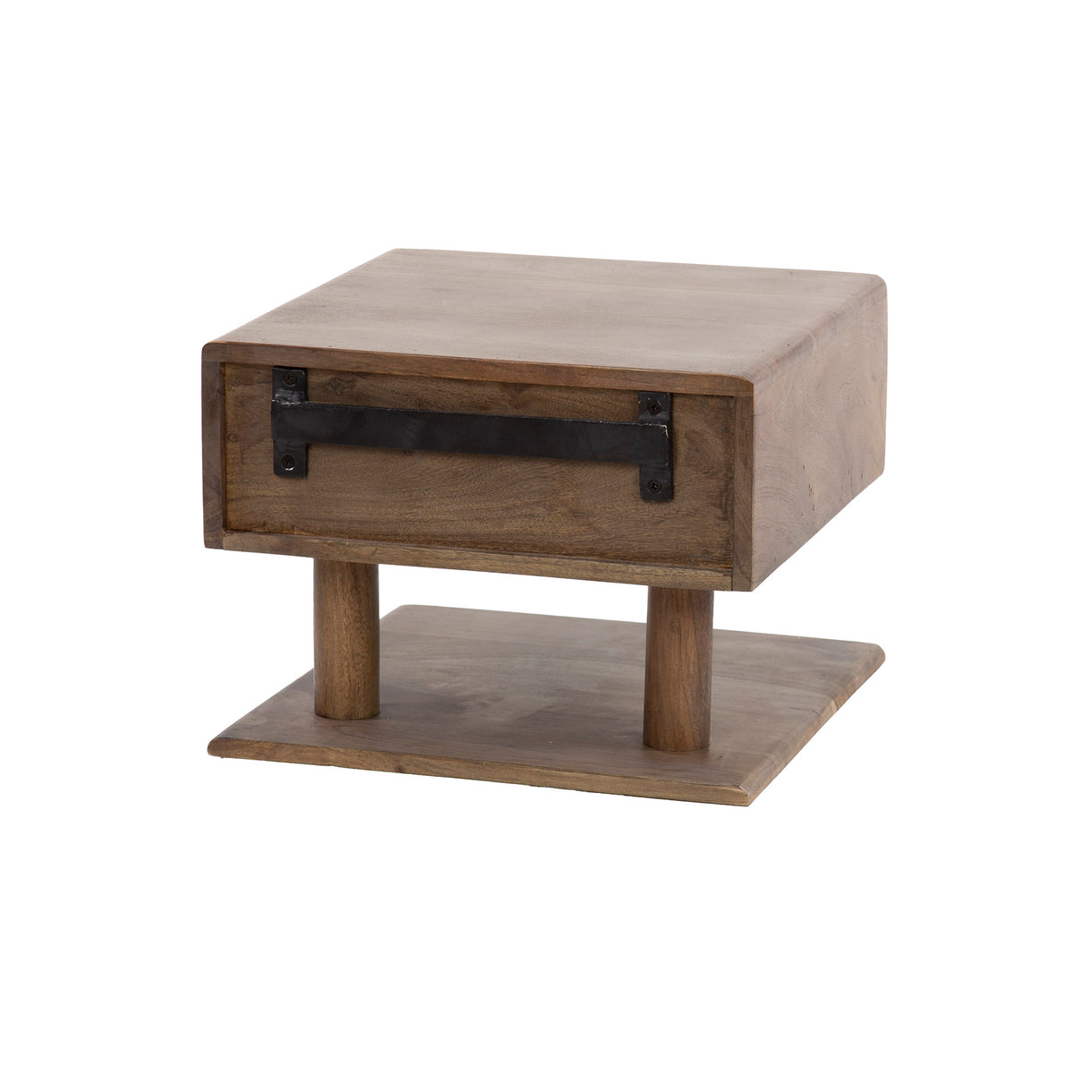 Sängbord Linea Shelve vägghängt med 1 låda / Massiv akacia brun