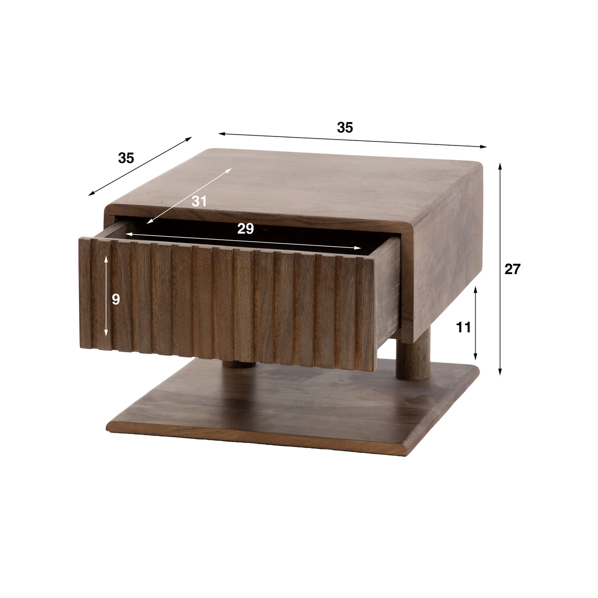 Schwebender Nachttisch Linea Shelve aus Akazienholz, braun – Mioni
