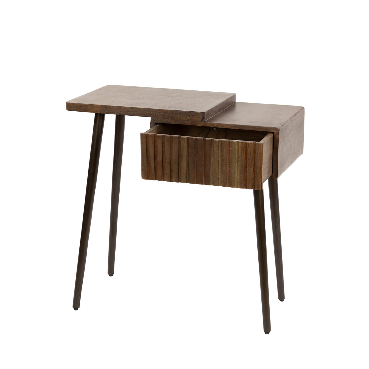 Nachttisch Linea mit 1 Schublade links / Massives Akazienholz, braun