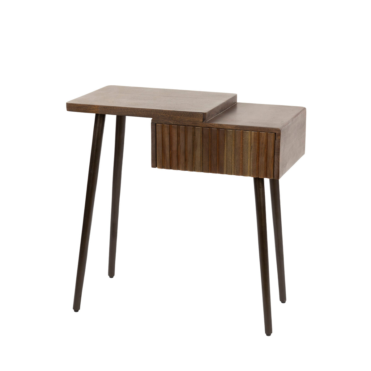 Nachttisch Linea mit 1 Schublade links / Massives Akazienholz, braun