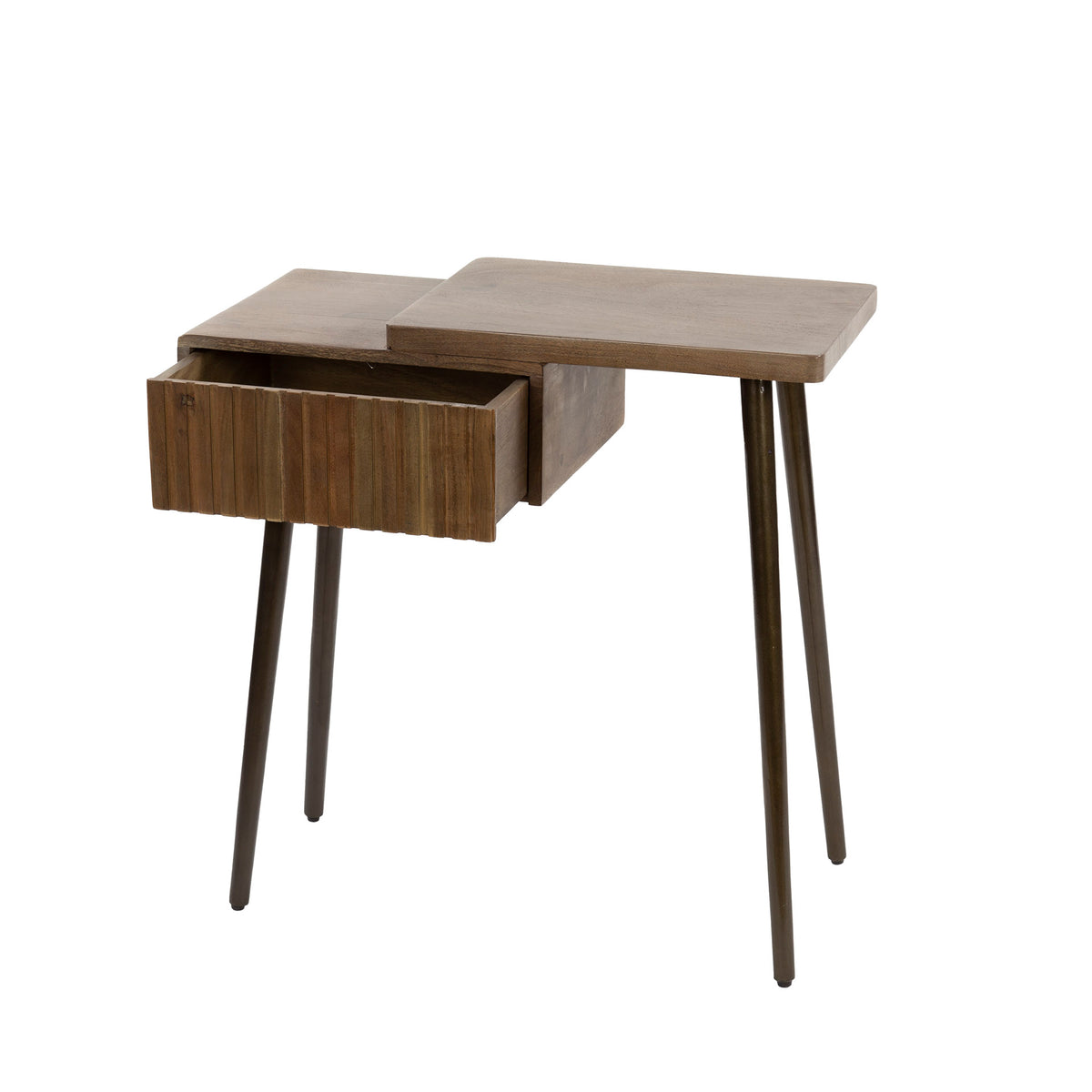Nachttisch Linea mit 1 Schublade rechts / Massives Akazienholz, braun