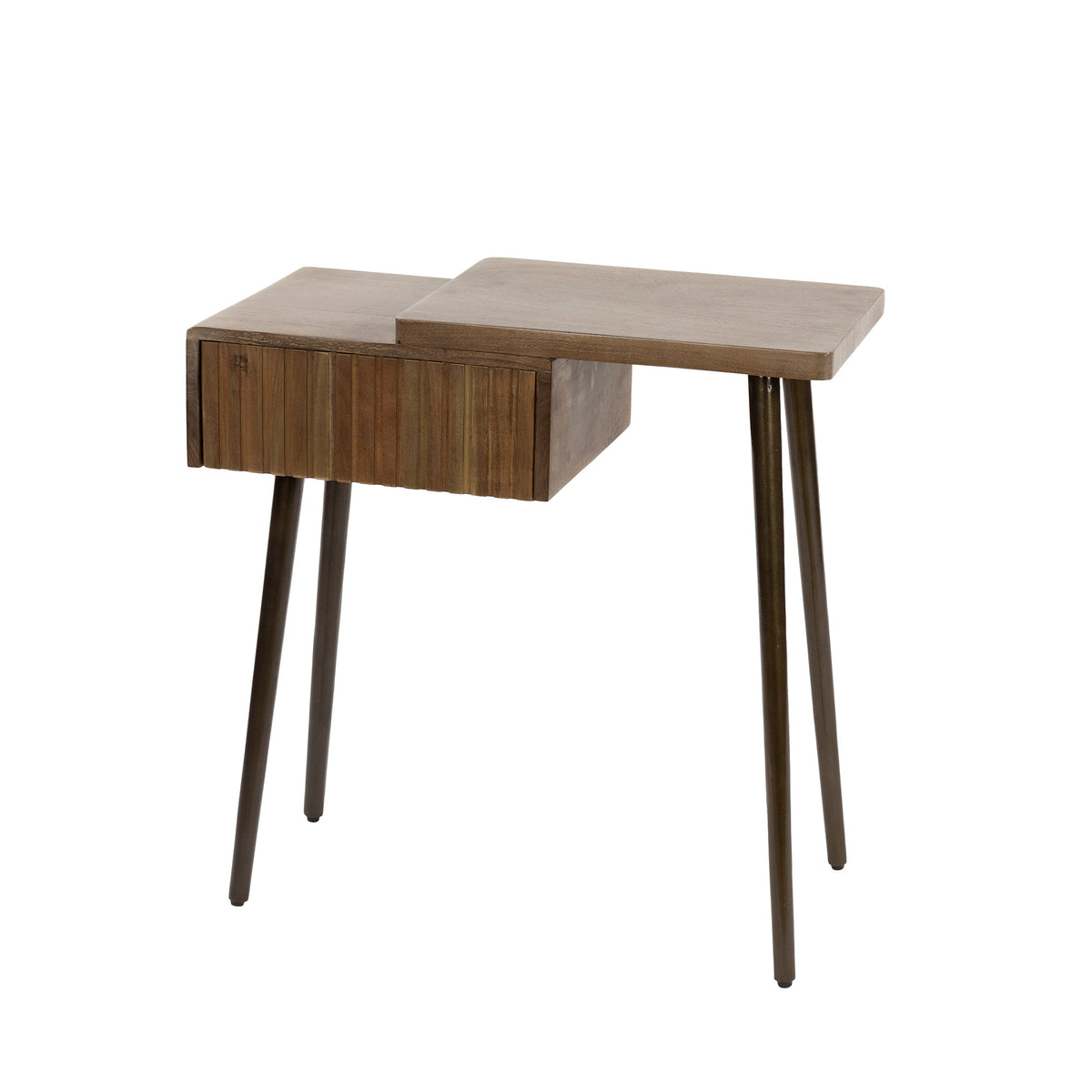 Nachttisch Linea mit 1 Schublade rechts / Massives Akazienholz, braun