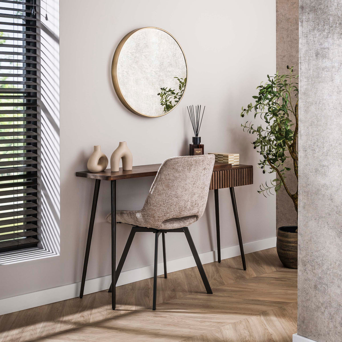 Linea hall/console table 1 drawer / Solid acacia brown