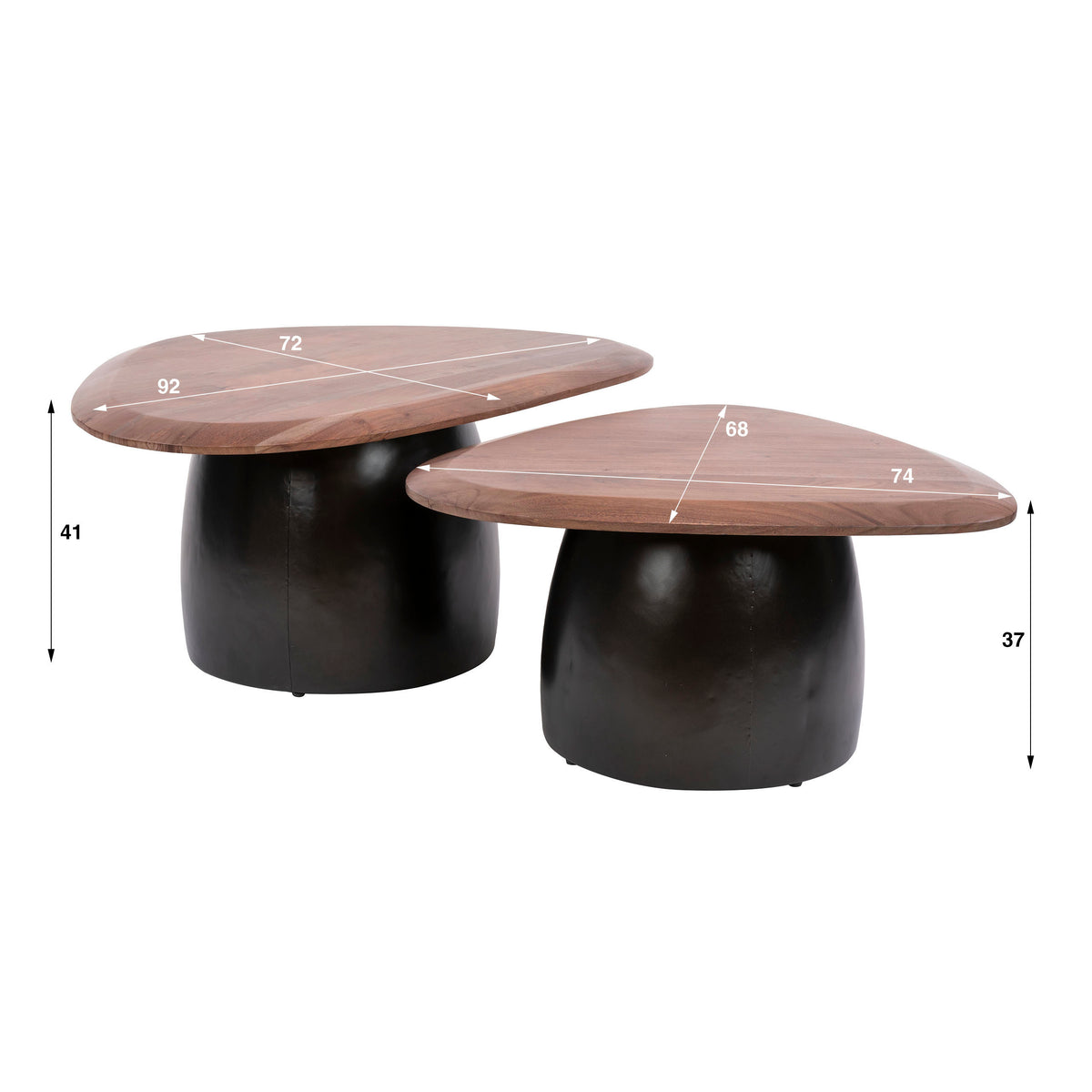 Mesa de centro Dome, conjunto de 2 / acacia maciza marrón