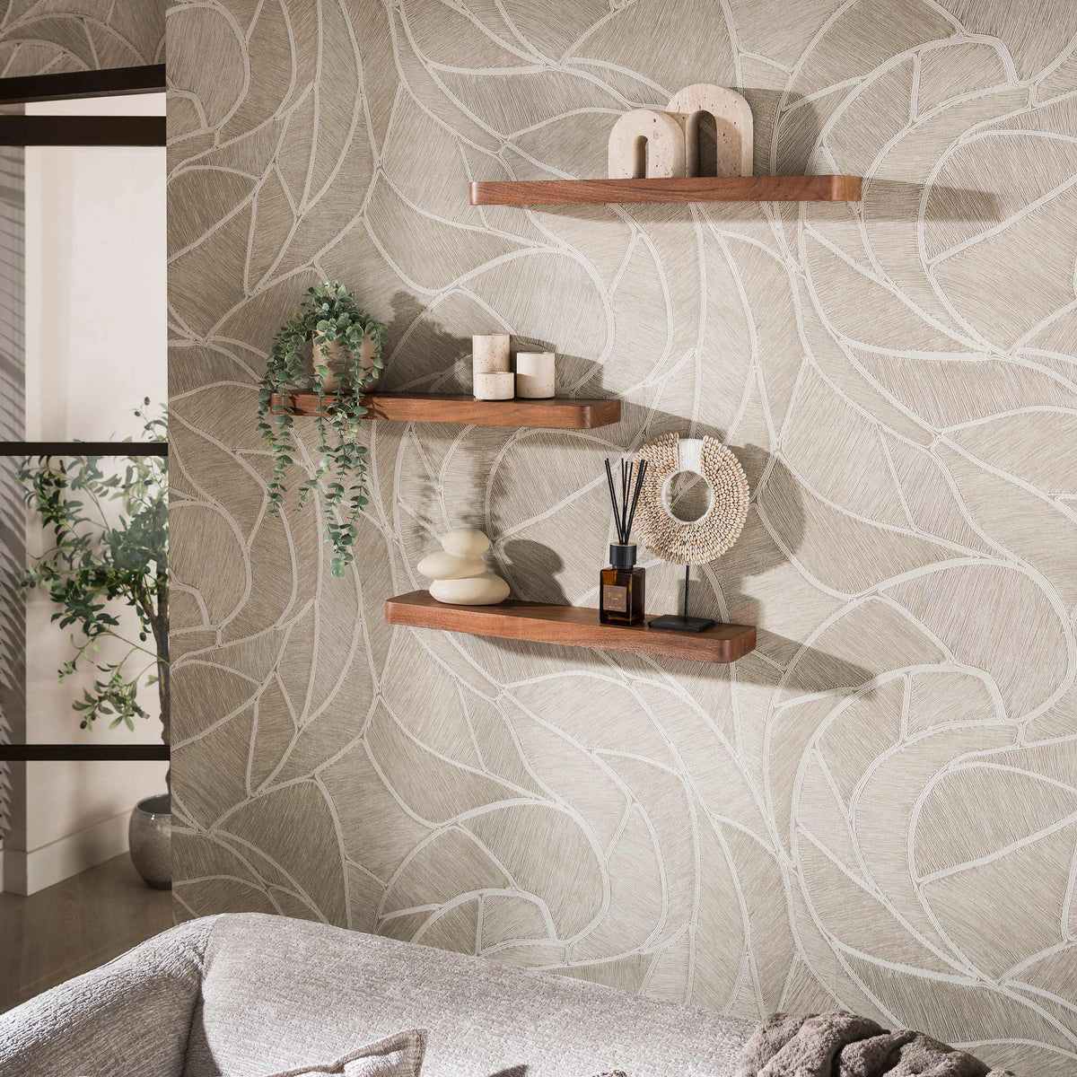 Linea wall shelf 60cm set of 3 / Solid acacia brown