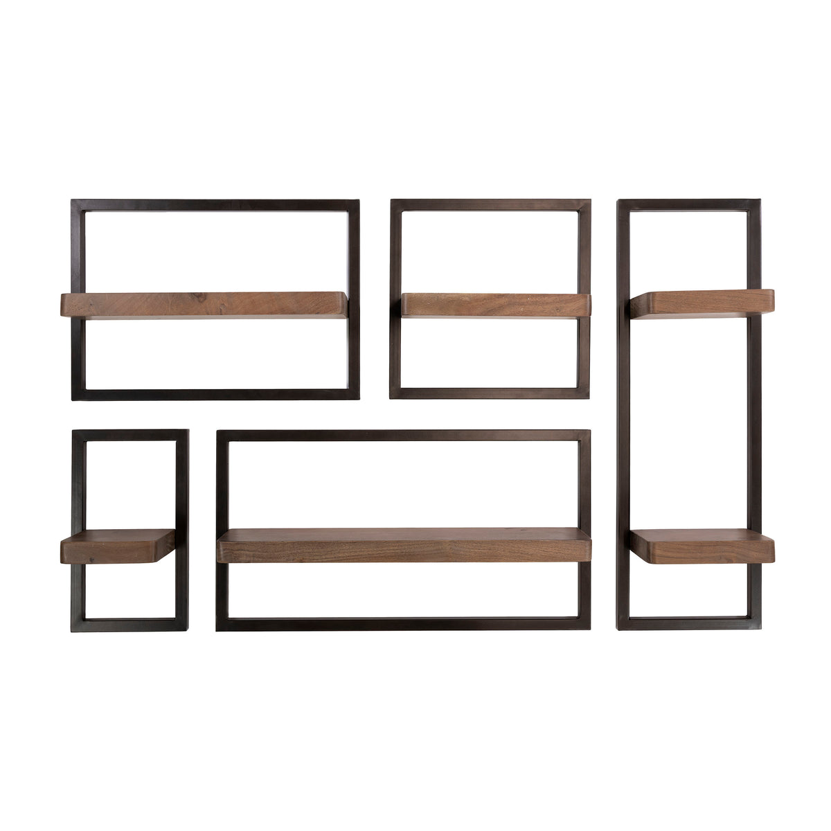 Mensola da parete Linea set da 5 / acacia massello marrone