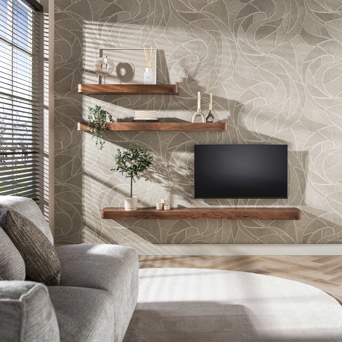 Linea wall shelf 100cm / Solid acacia brown