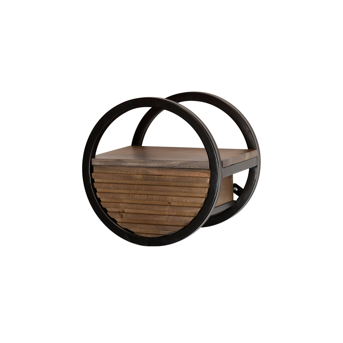 Półka ścienna Halo, 1 szuflada Ø30 cm / lite drewno akacjowe, brązowe