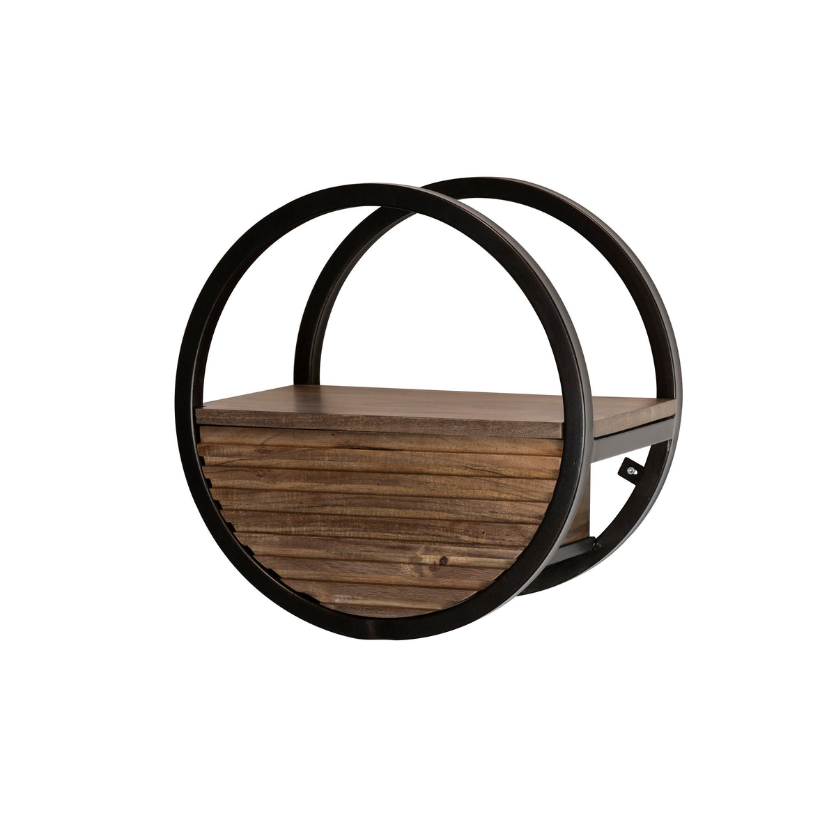 Estante de pared Halo 1 cajón Ø40cm / Acacia maciza marrón