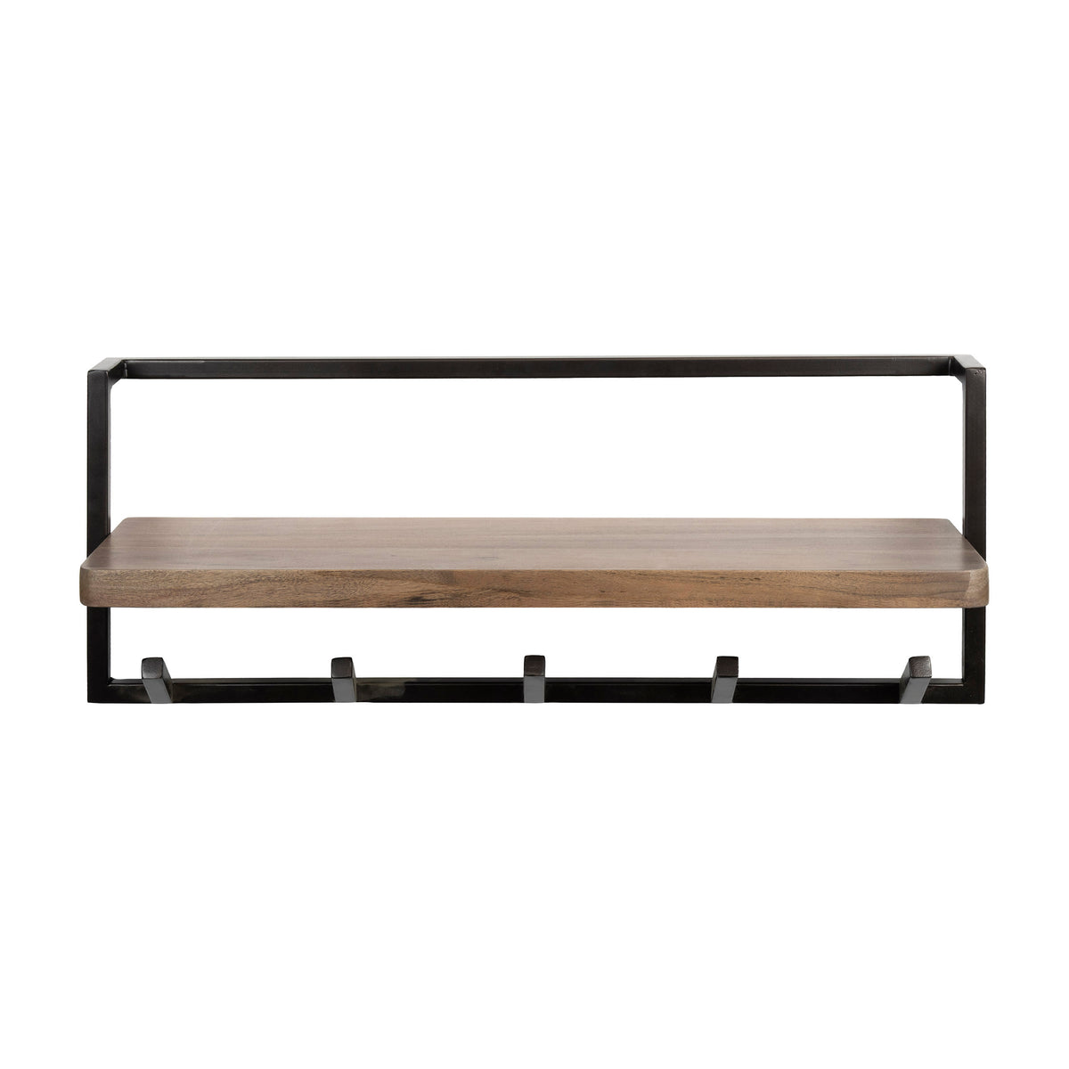 Garderobenständer Breeze Flow mit 6 Haken / Massives Akazienholz braun
